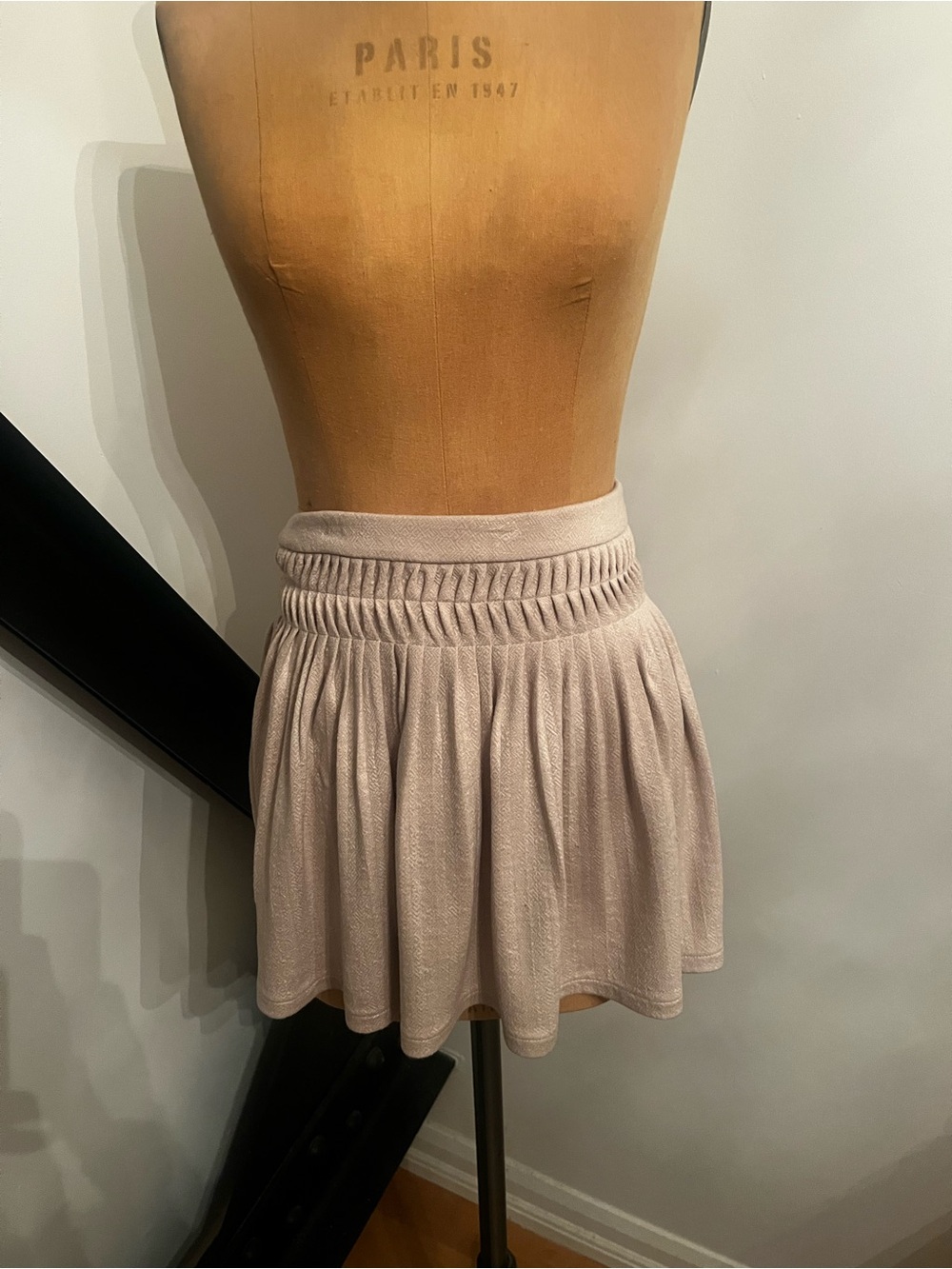 Free People Cream Knit Smocked Waist Skater Skirt